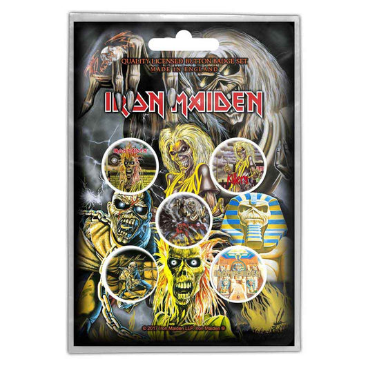 IRON MAIDEN BUTTON BADGE PACK: EARLY ALBUMS (RETAIL PACK)