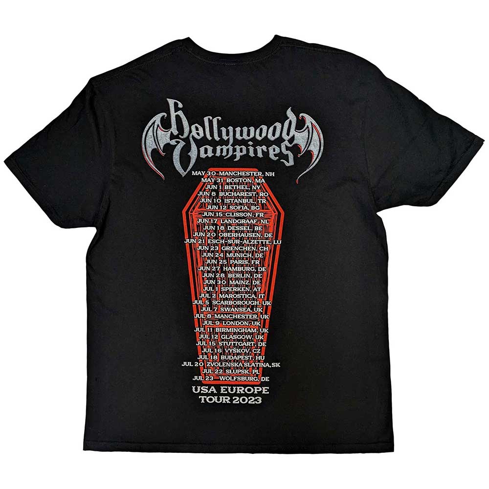 HOLLYWOOD VAMPIRES UNISEX T-SHIRT: CARICATURES (BACK PRINT)