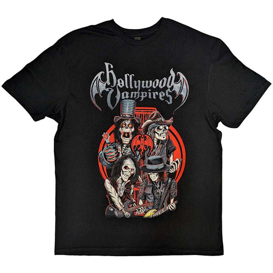 HOLLYWOOD VAMPIRES UNISEX T-SHIRT: CARICATURES (BACK PRINT)