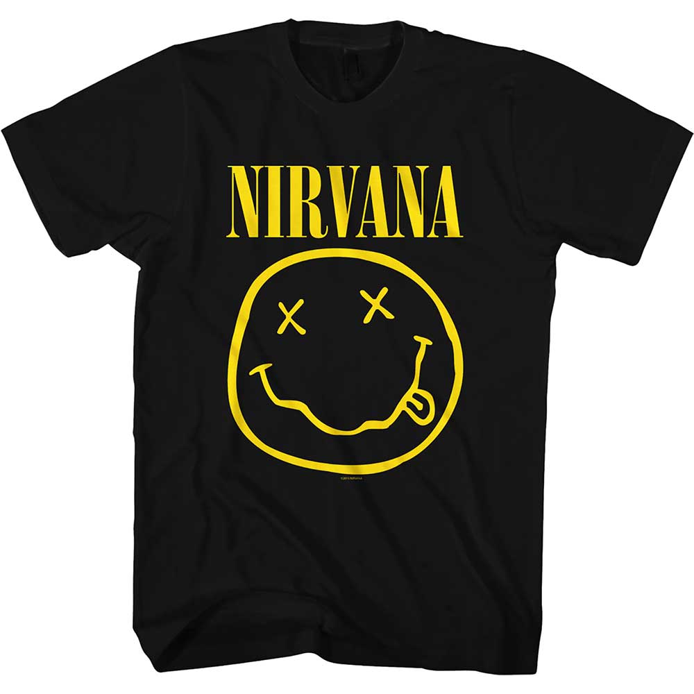 NIRVANA UNISEX T-SHIRT: YELLOW HAPPY FACE