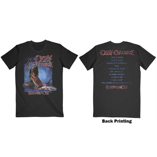 OZZY OSBOURNE UNISEX T-SHIRT: BLIZZARD OF OZZ TRACK LIST (BACK PRINT)